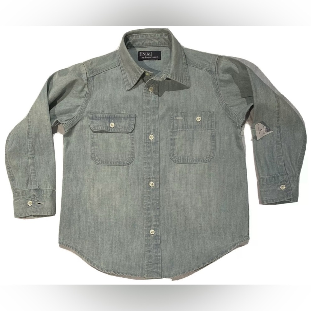 NEW POLO RALPH LAUREN DRESS SHIRT 4T 4 BOYS BUTTON DOWN KIDS DENIM JEANS LT WASH
